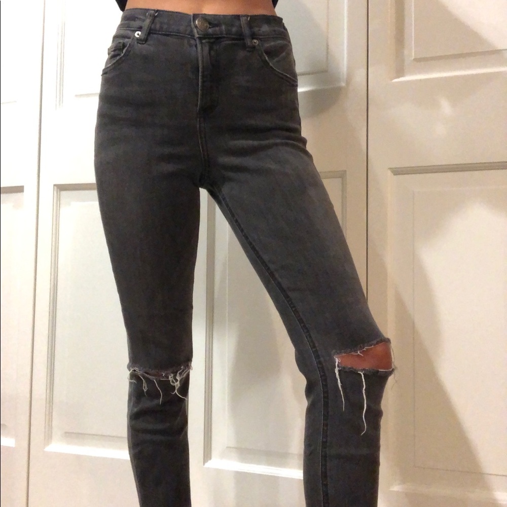 *Charcoal Colored Ripped Jeans - Express